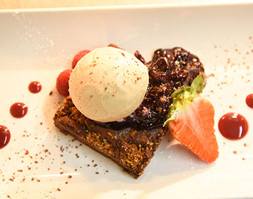 Excellent Desserts at Sea Breezes restaurant in Portree including Chocolate Brownie