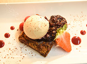 Excellent Desserts at Sea Breezes restaurant in Portree including Chocolate Brownie