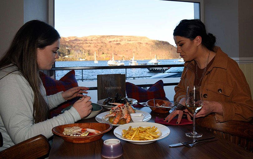 Sea Breezes Restaurant is based on Portree Pier and offers diners stunning Isle of Skye Sea views.