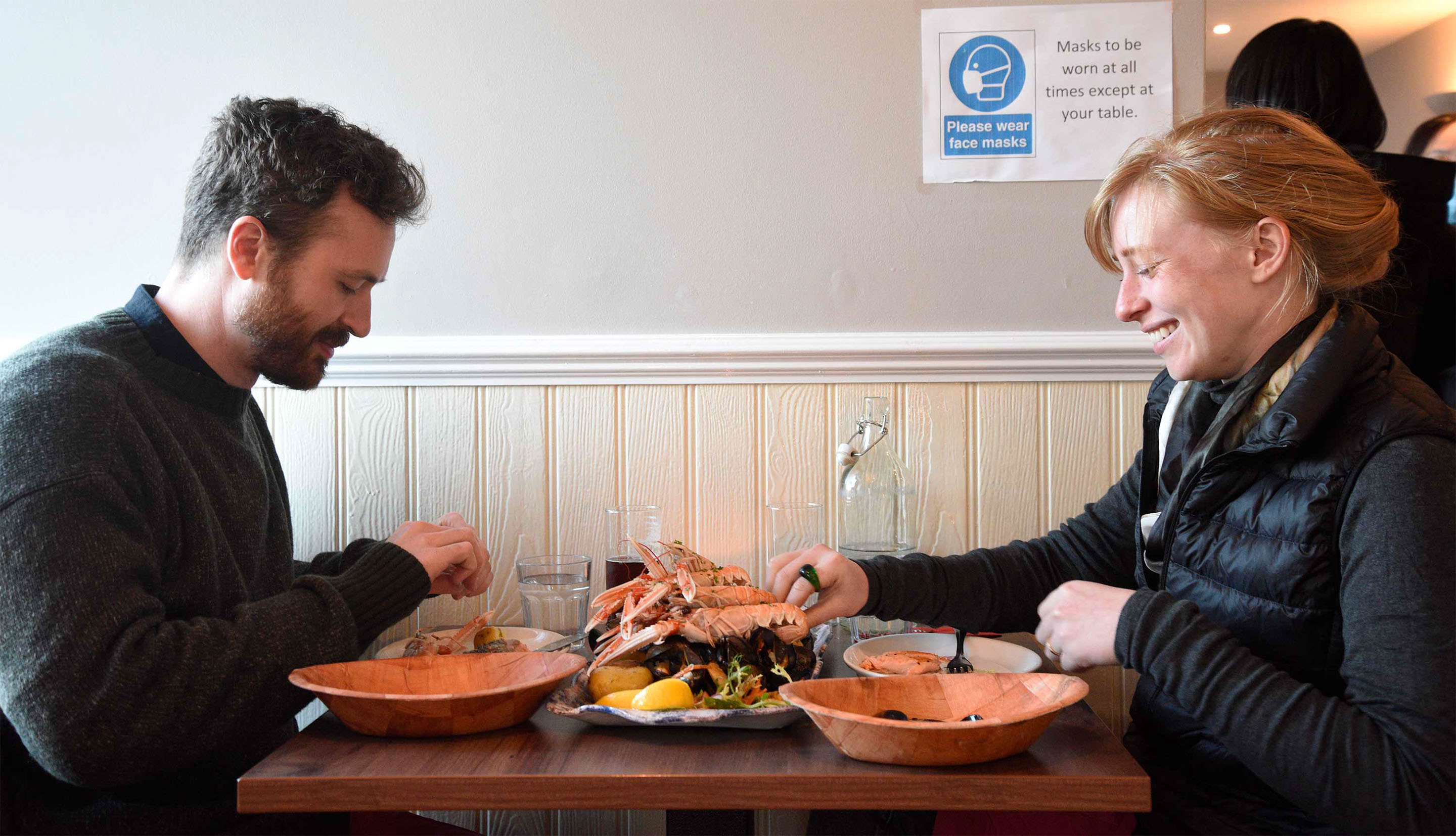 Seafood Platters for sharing at Sea Breezes restaurant in Portree including Langoustines and Mussels
